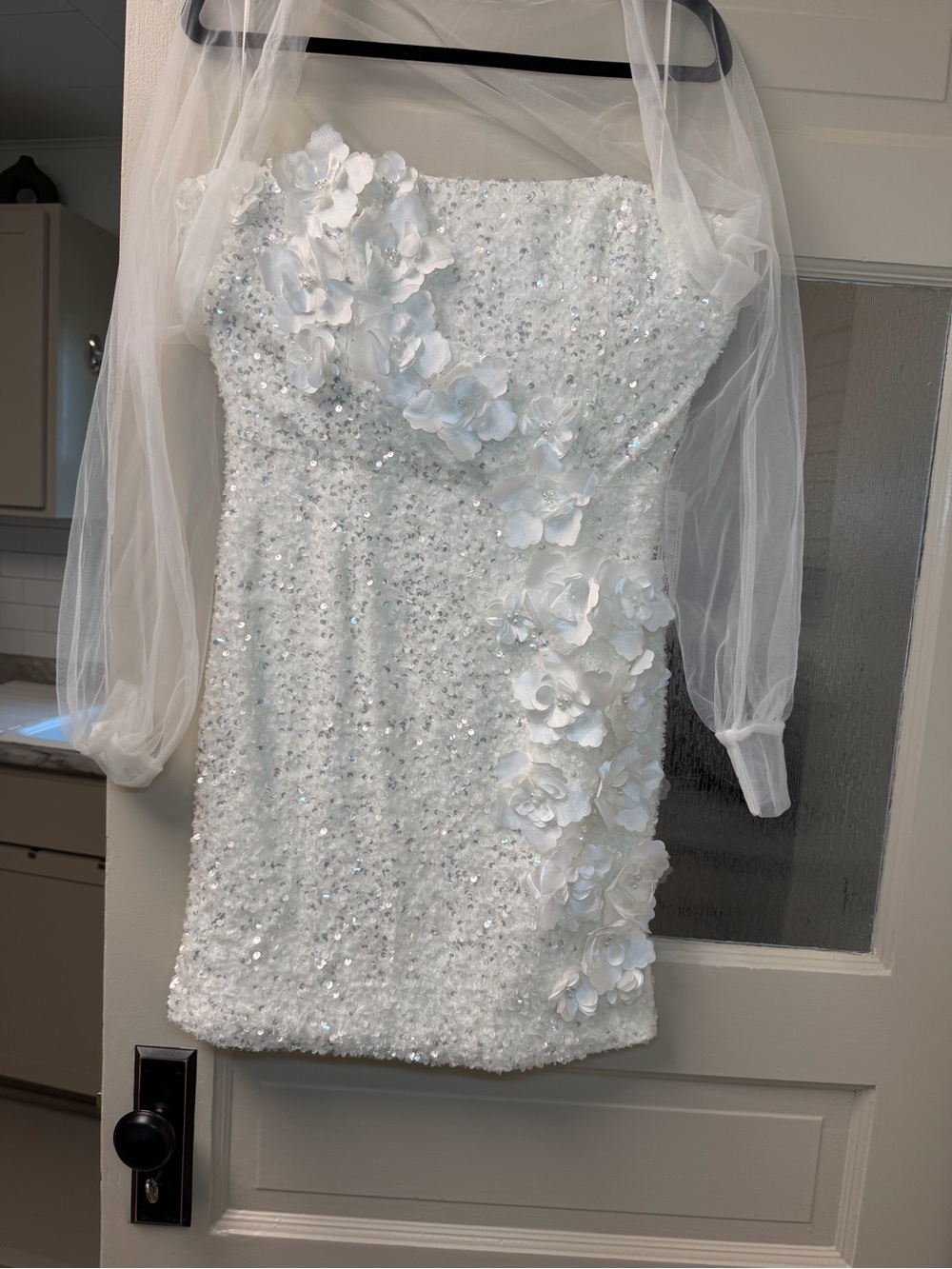 Helsi Strapless White Floral Embellished Dress